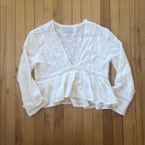 Urban Outfitters Embroidered Cropped Blouse